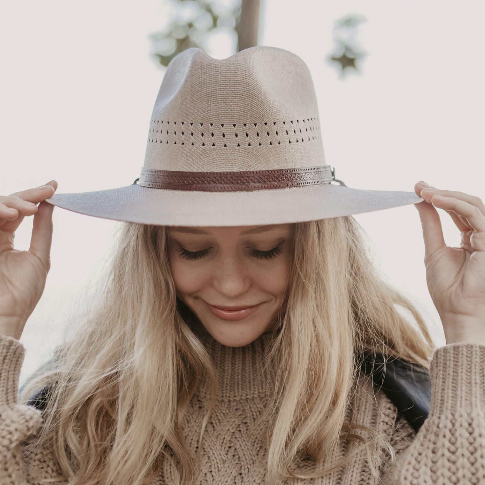 Barcelona - Womens Wide Brim Straw Sun Hat: Cream Medium - On sale