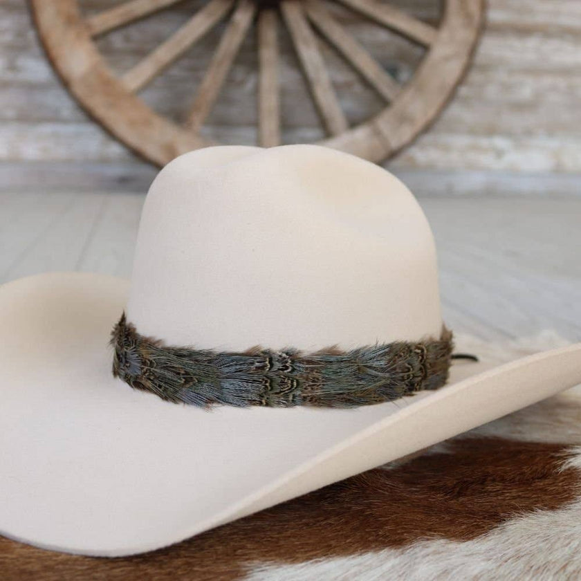 Feather Hat Band with adjustable ties - Dove