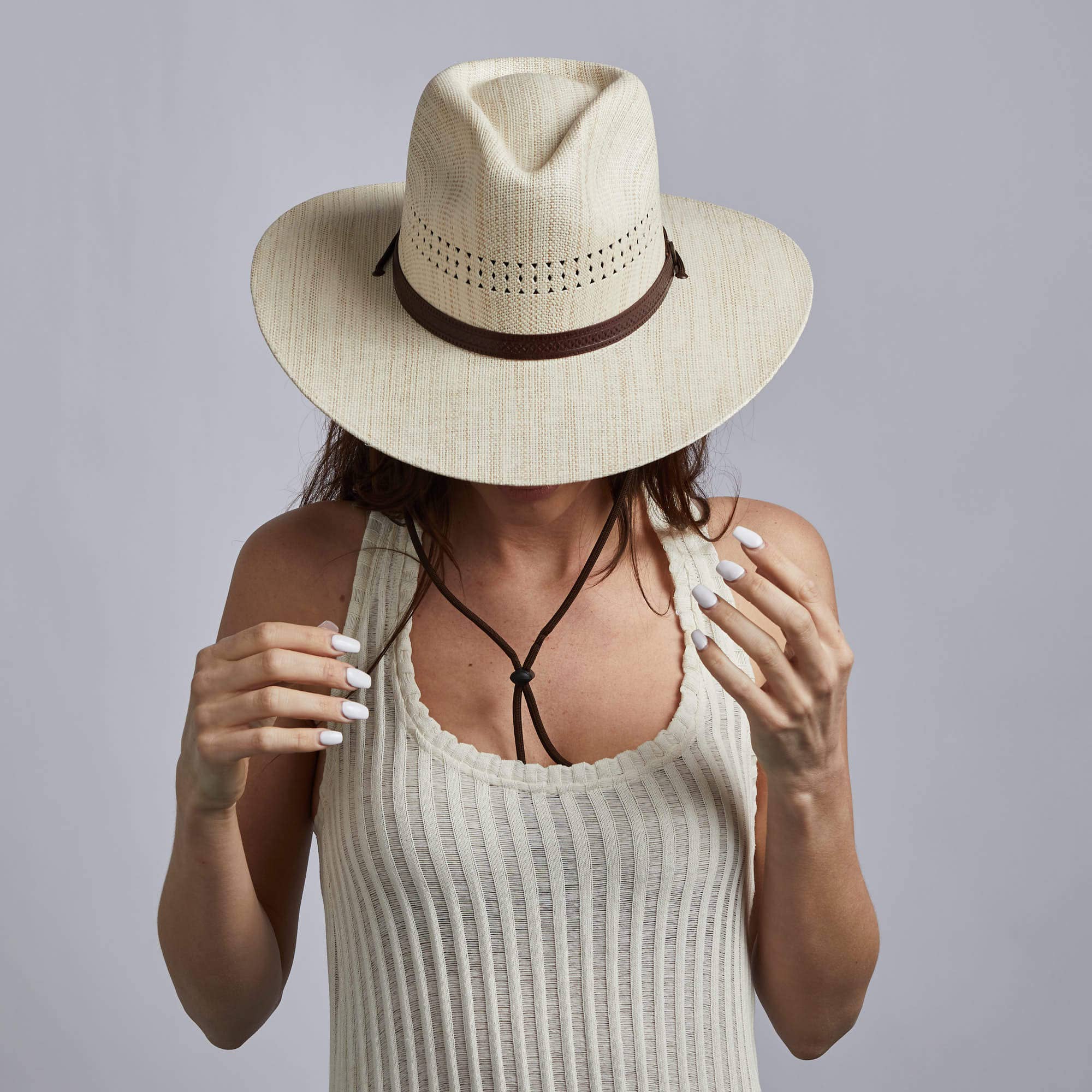 Barcelona - Womens Wide Brim Straw Sun Hat: Cream Medium - On sale
