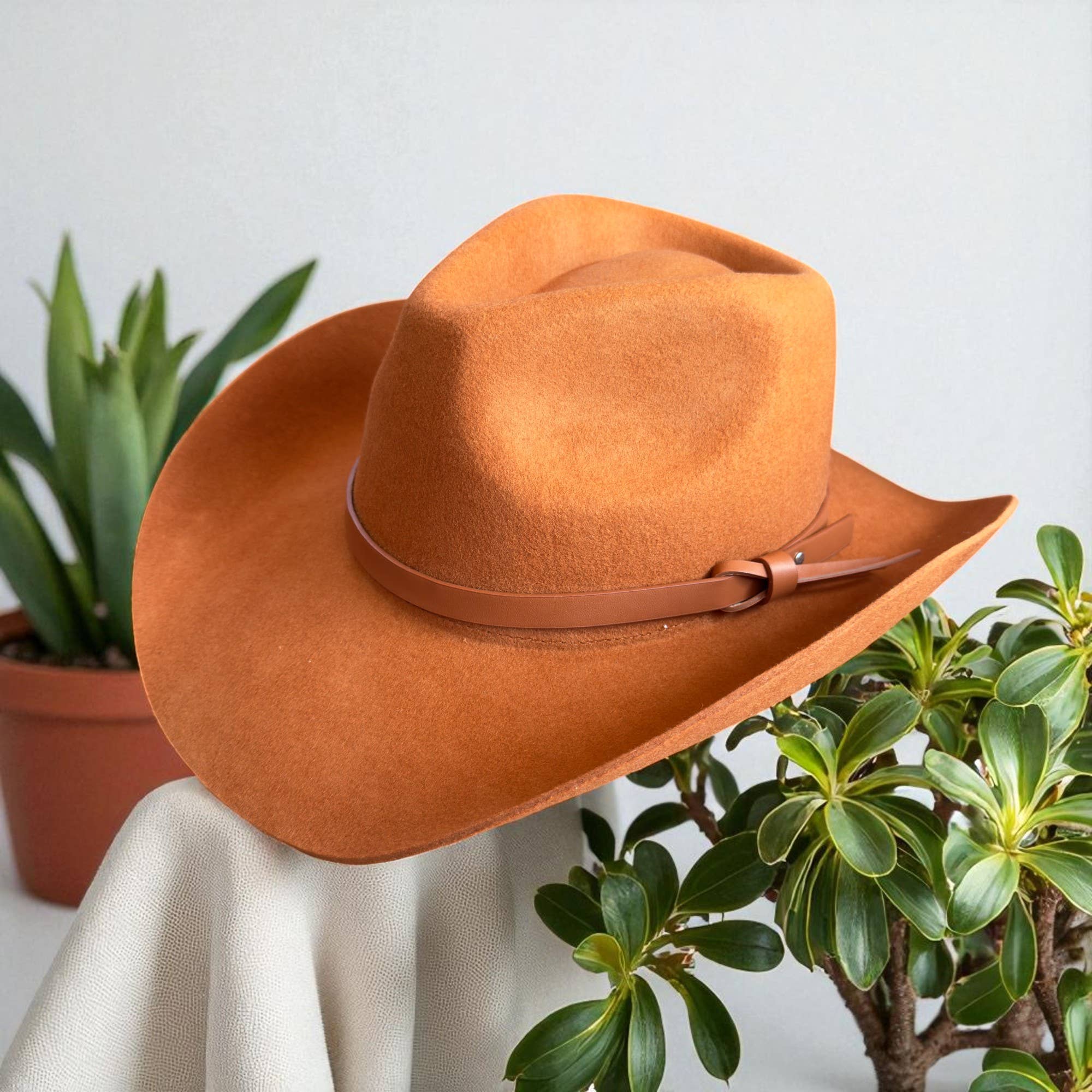 Premium Australian Wool Cowboy Hat W/ Leather Band: ONE SIZE - 3 colors