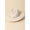 Wide Brim Fedora Fashion Hat: Ivory, Taupe, and Black