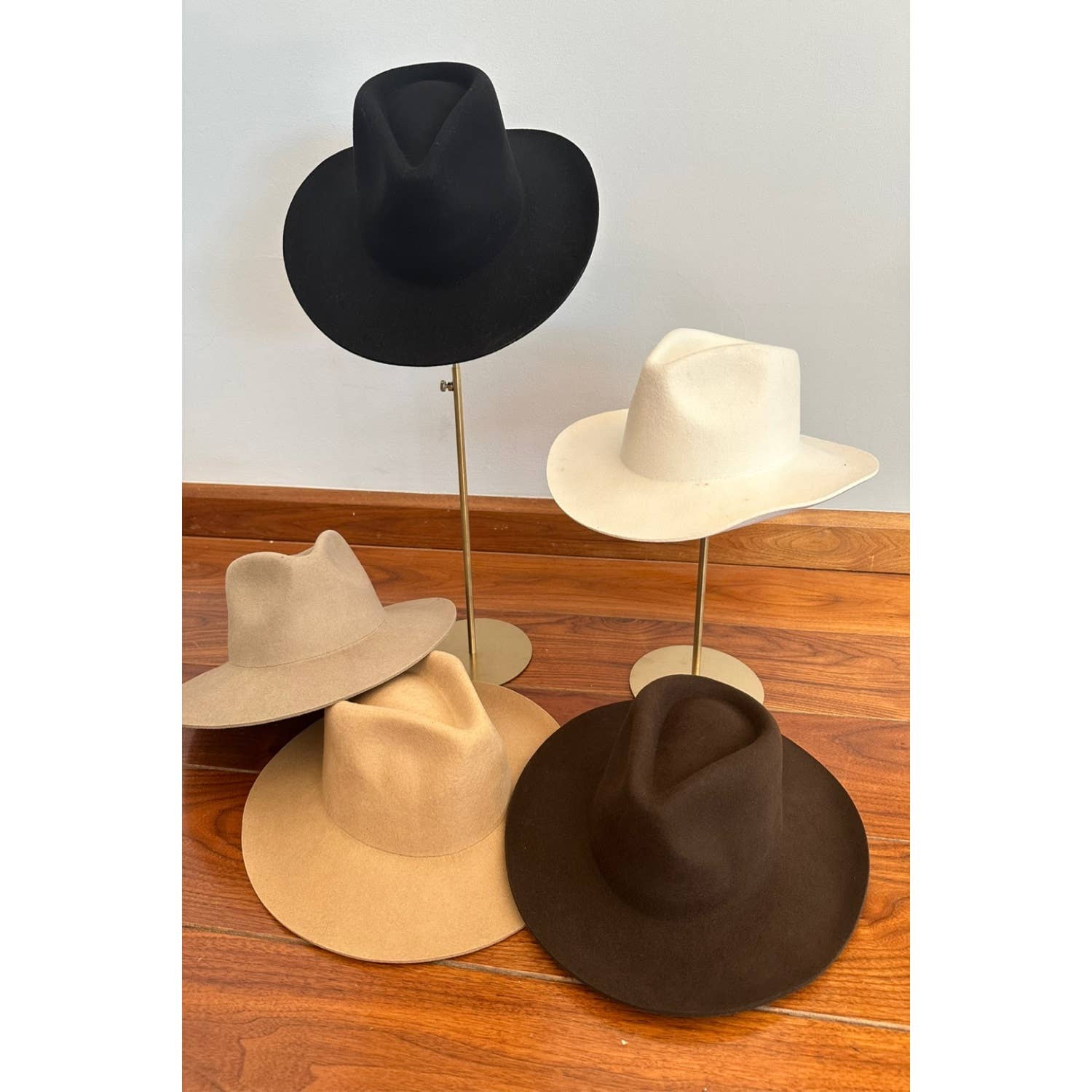 Stiff brim  Australian wool Hat: Stone and Ivory / ONE SIZE