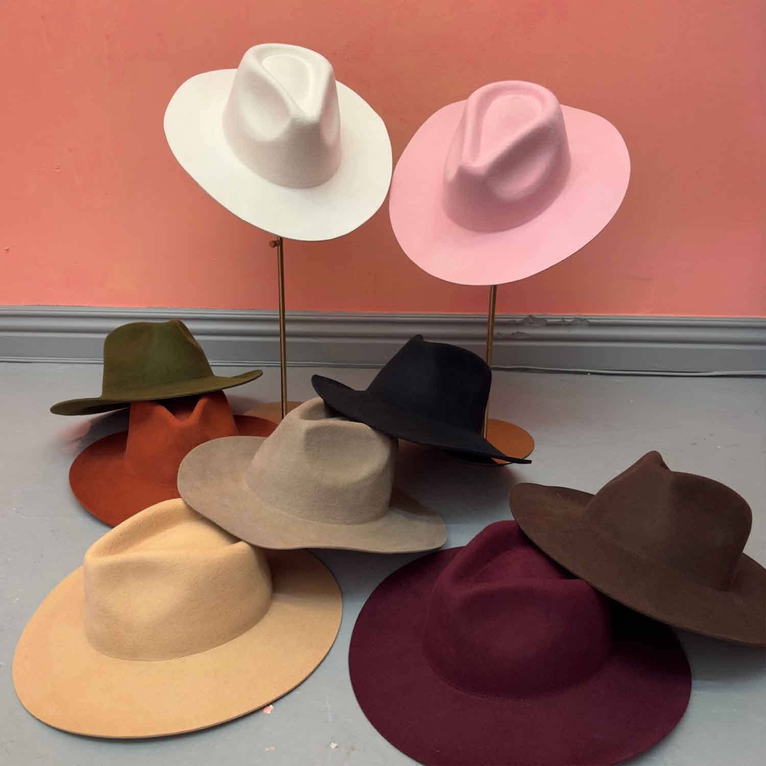 Stiff brim  Australian wool Hat: Stone and Ivory / ONE SIZE