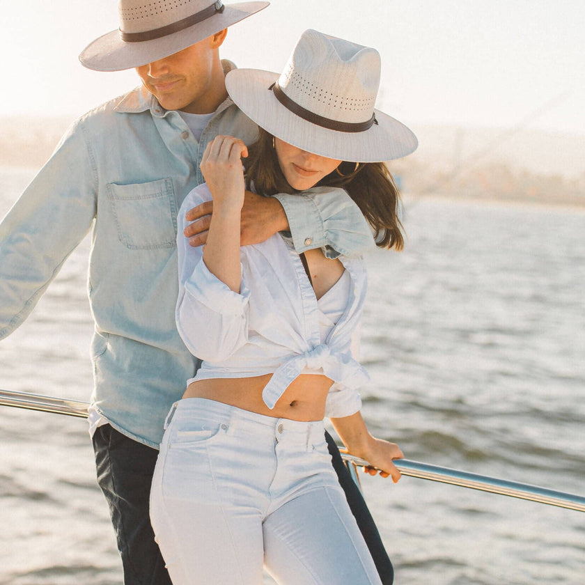 Barcelona - Womens Wide Brim Straw Sun Hat: Cream Medium - On sale