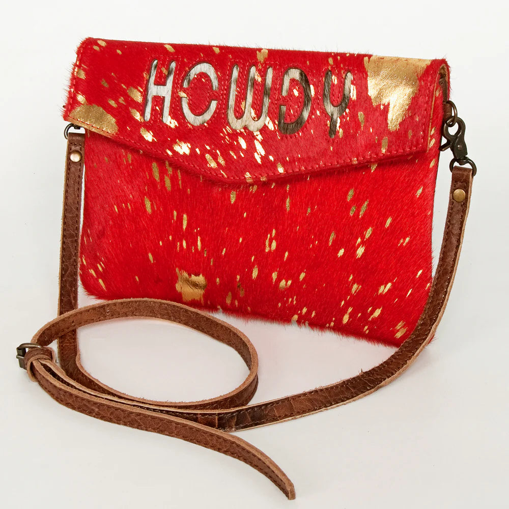 Red HOWDY Envelope Genuine Western Leather Women Bag