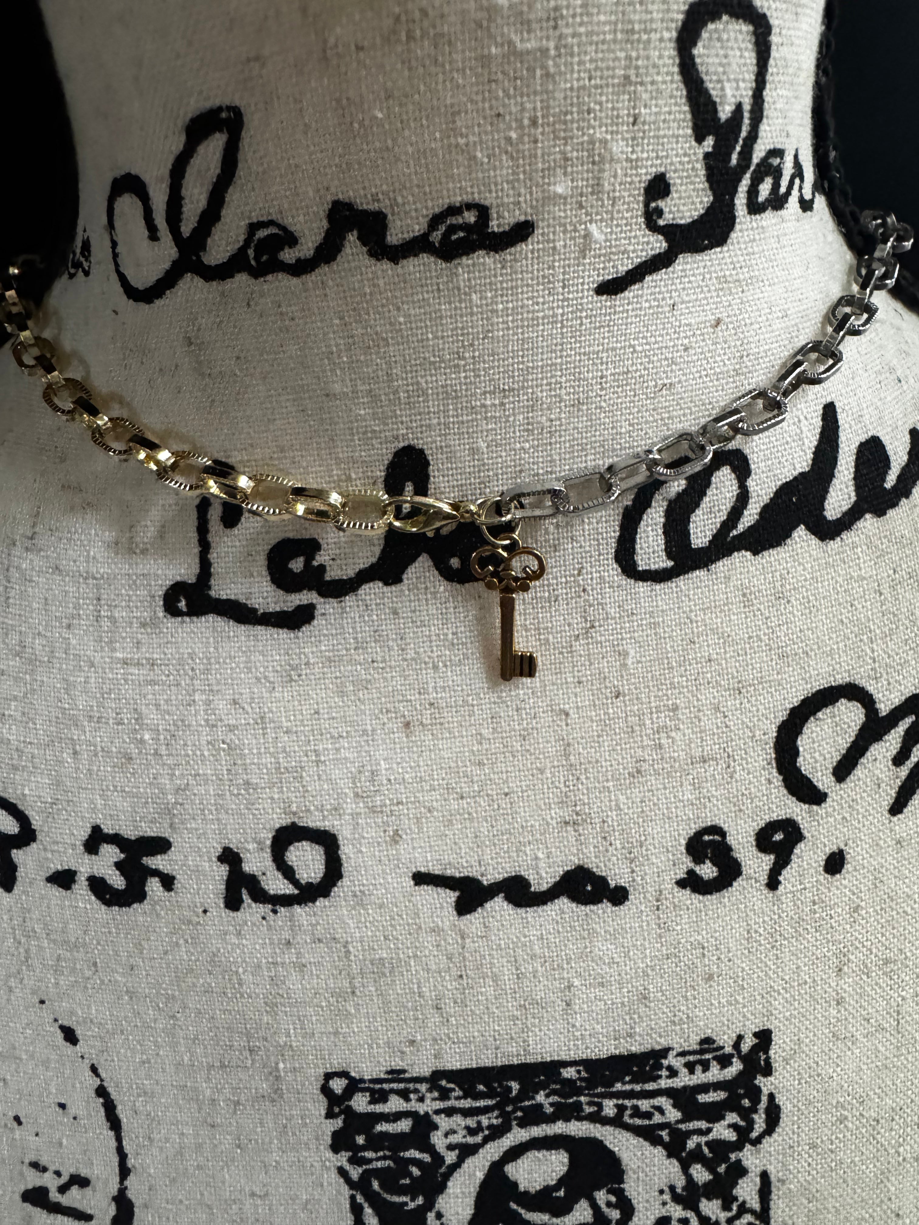 Real LV Leather heart pendant necklace - gold and silver chain