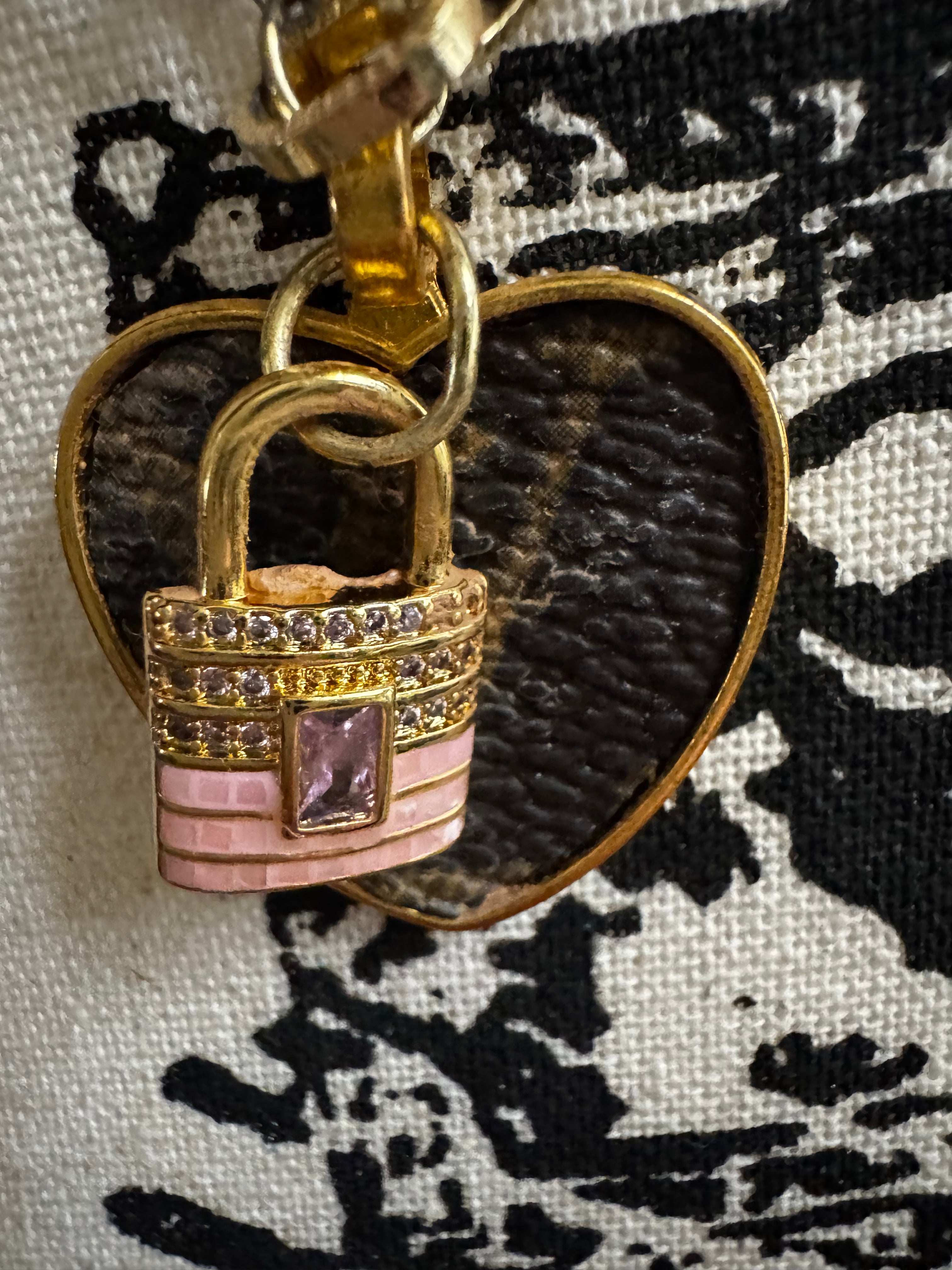 Real LV Leather heart pendant necklace - gold and silver chain