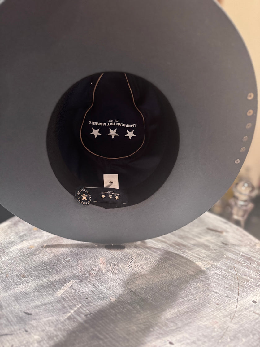 The Dixie - Dirty Blue Felt Hat Sand Striped with Blue trim and card - Large