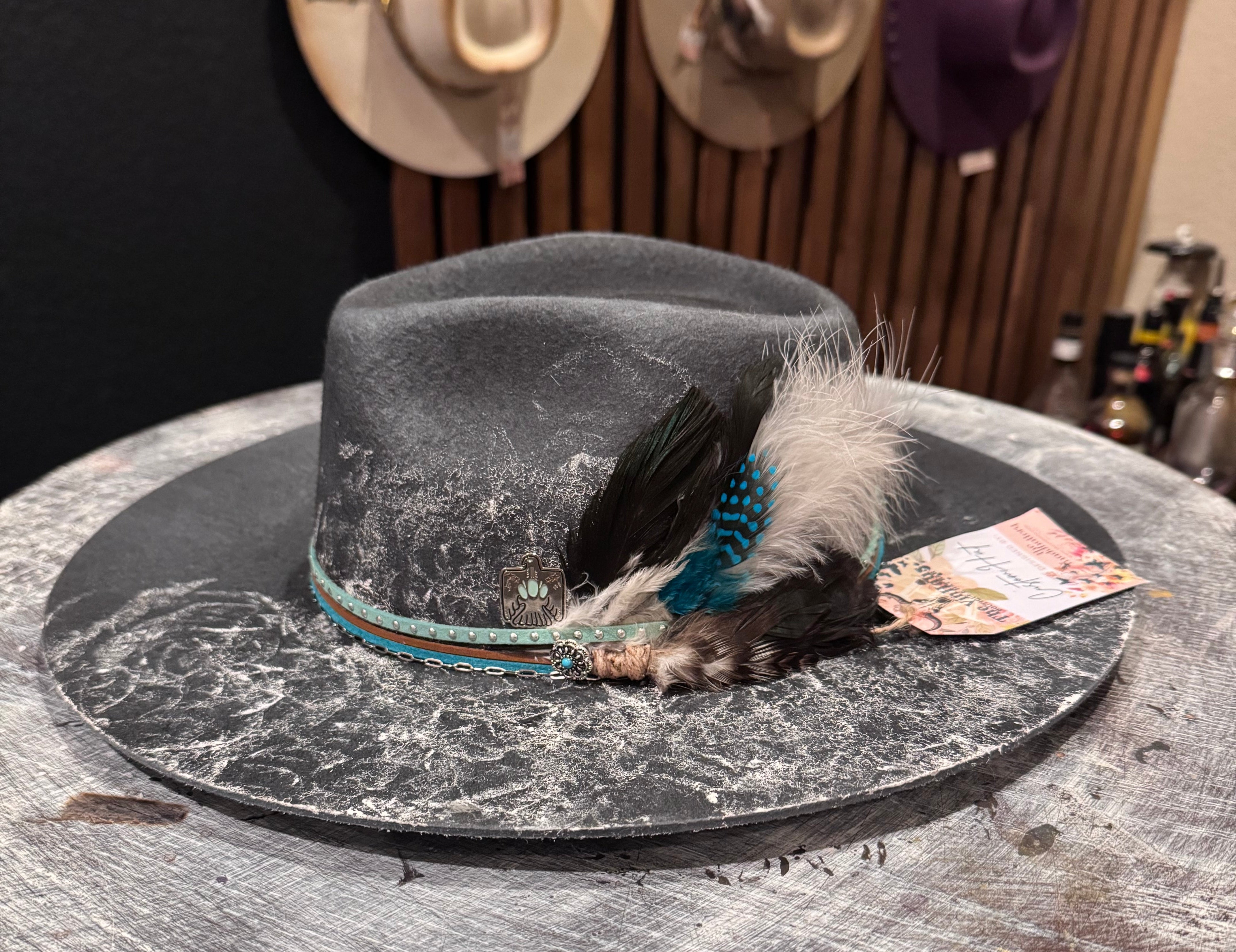 Sassy Gray felt hat with black flowers Women main image 3