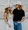 Bozeman -Unisex Straw Cowboy Hat: Black and Natural