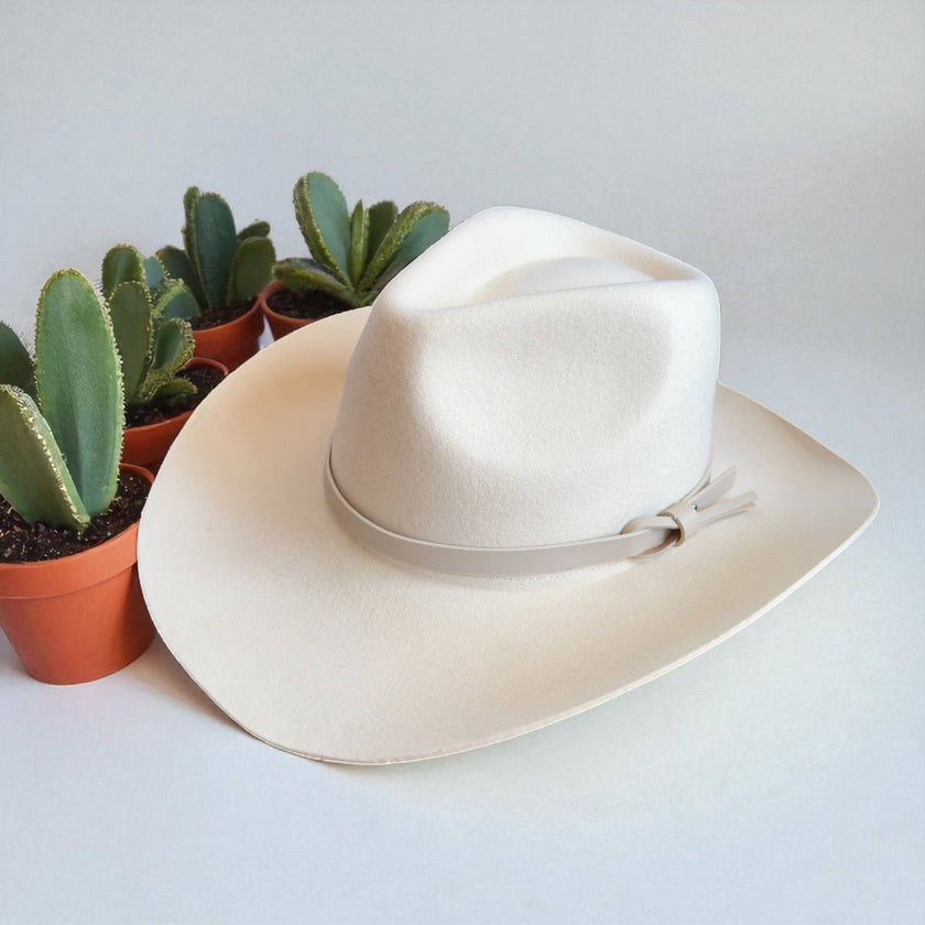 Premium Australian Wool Cowboy Hat W/ Leather Band: ONE SIZE - 3 colors
