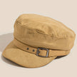 Faux Suede Belt Accent Beret Hat: Mustard