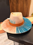Ivory Australian Wool Felt with Turquoise Fringe and Rust accents - Medium