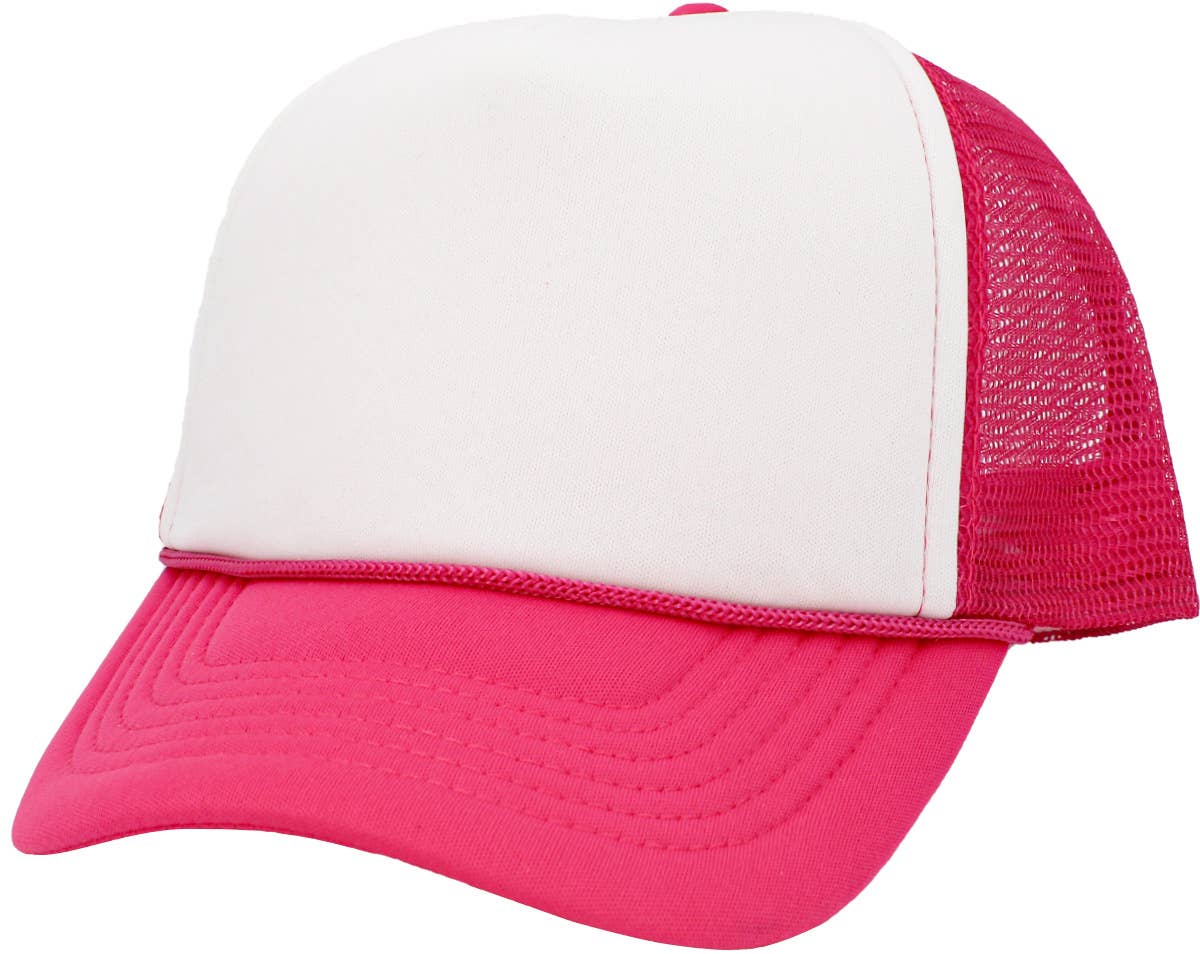 Classic Foam Front Trucker Hat: Hot Pink-White