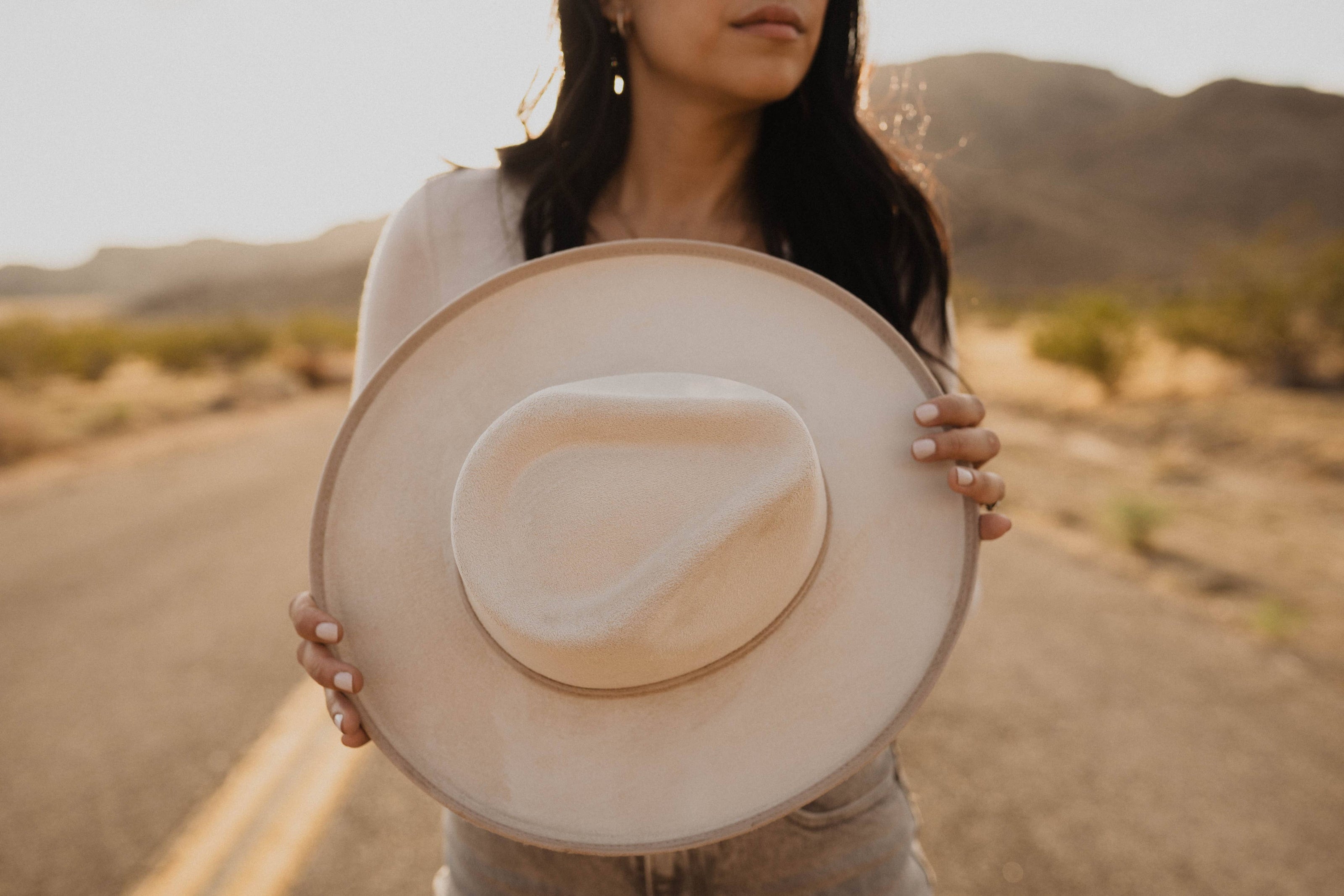 Two-Toned Vegan Suede Hats: Ivory/Black Teardrop