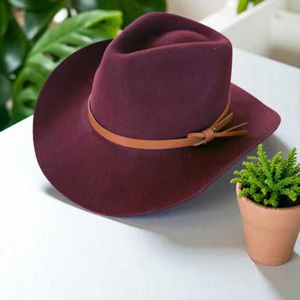 Premium Australian Wool Cowboy Hat W/ Leather Band: ONE SIZE - 3 colors
