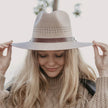 Barcelona - Womens Wide Brim Straw Sun Hat: Cream Medium