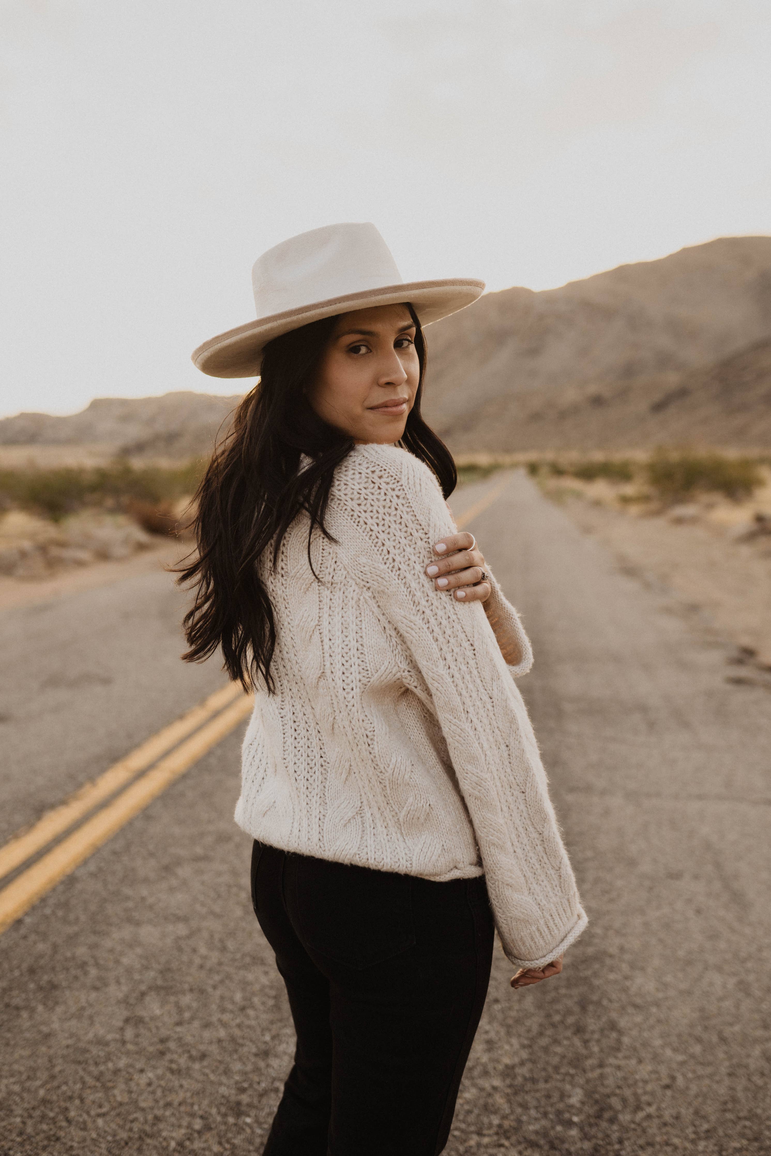 Two-Toned Vegan Suede Hats: Ivory/Black Teardrop