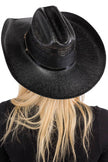 Black Straw Quarterhorse Taco Brim Crafted Cowboy Hat: Large 57cm