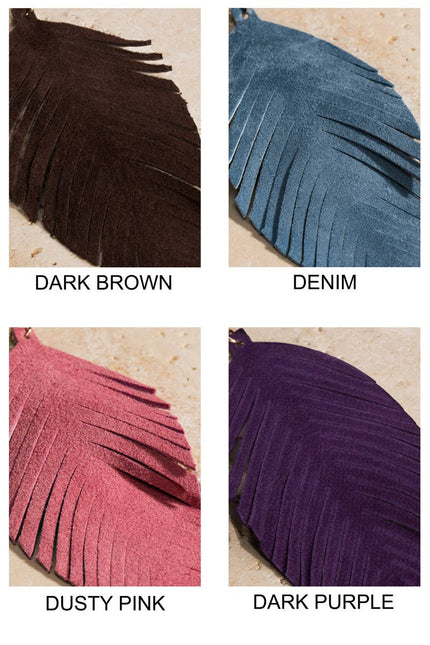 Genuine Leather Leaf/Feather Earrings: / OS - 5 Color Options