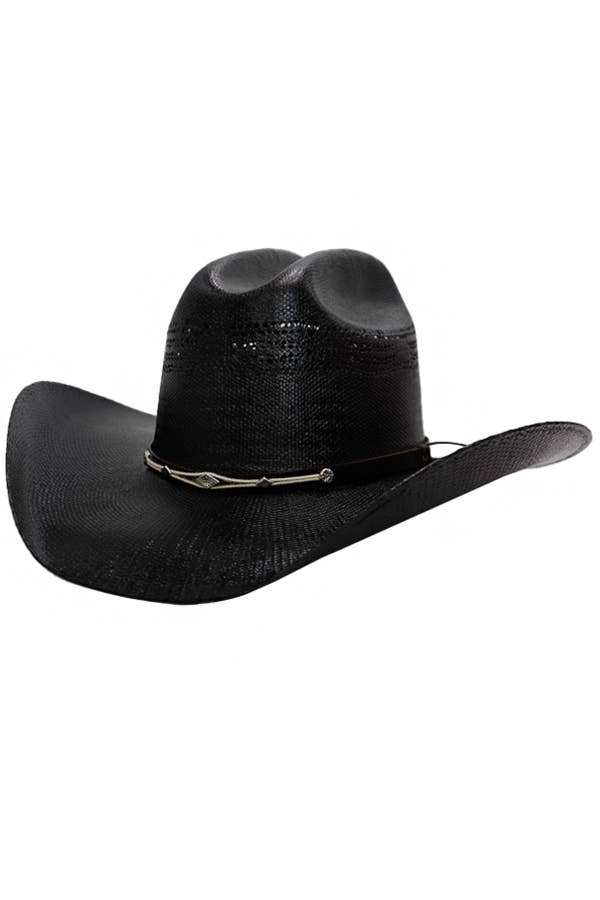 Black Straw Quarterhorse Taco Brim Crafted Cowboy Hat: Large 57cm