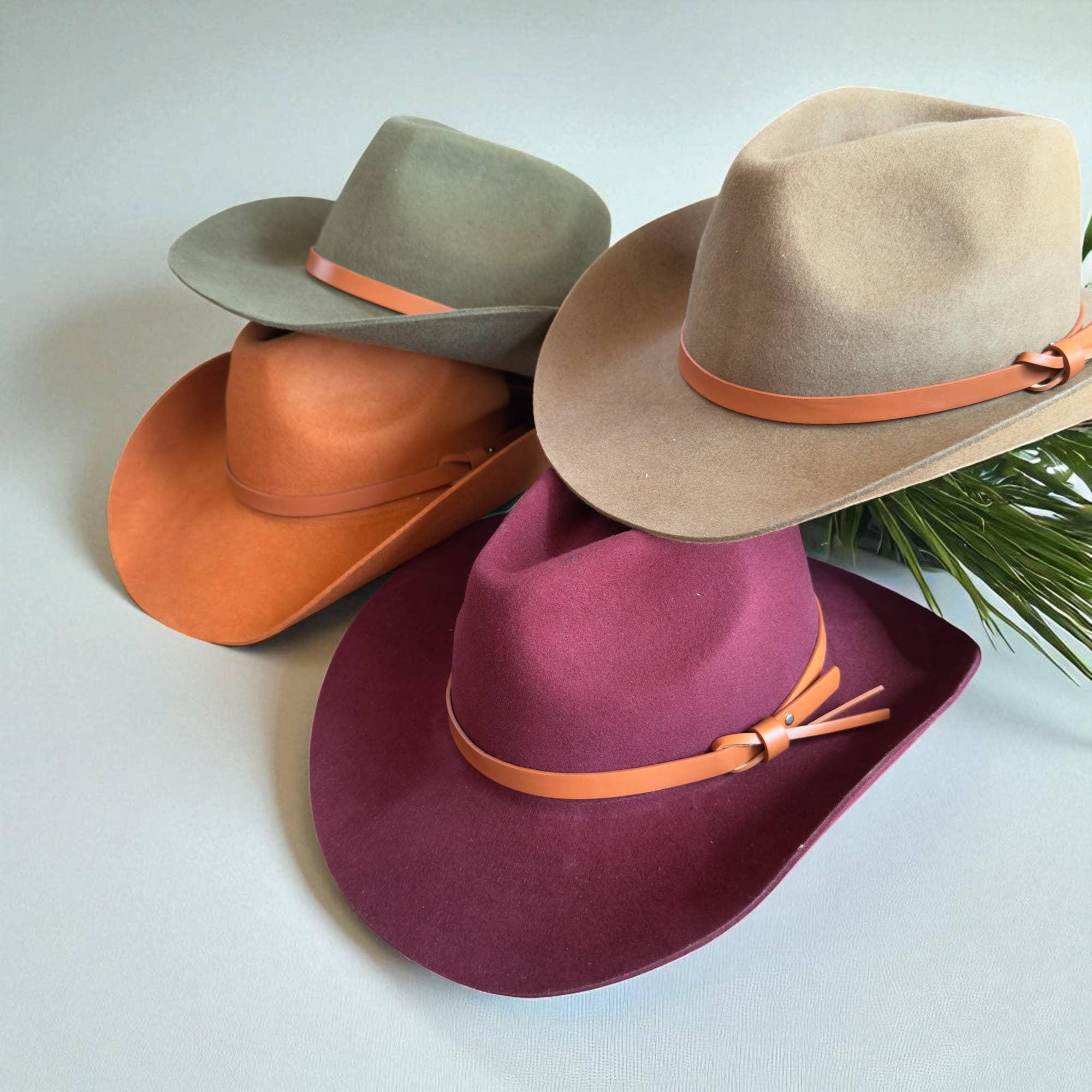 Premium Australian Wool Cowboy Hat W/ Leather Band: ONE SIZE - 3 colors