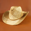 Two Tone Straw Braided Patches Color Block Cowboy Hat
