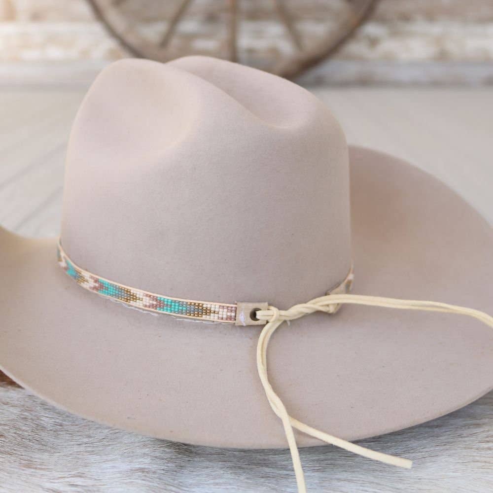 Blue Chevron Beaded Hat Band: Blue Chevron Beaded Hat Band