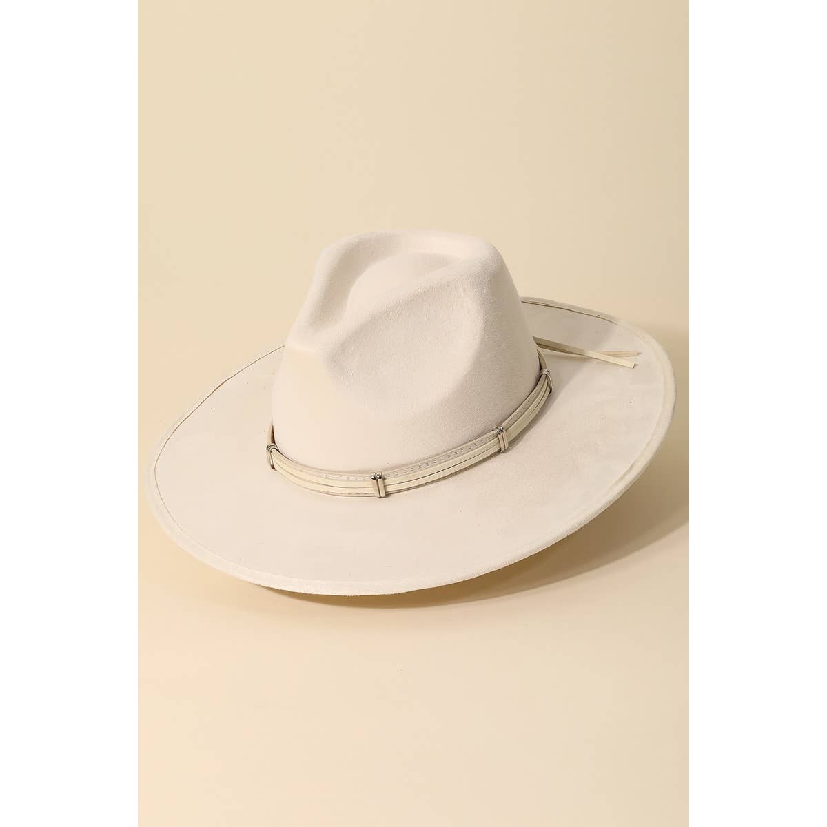 Wide Brim Fedora Fashion Hat: Ivory, Taupe, and Black
