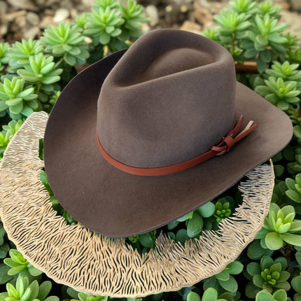 Premium Australian Wool Cowboy Hat W/ Leather Band: ONE SIZE - 3 colors