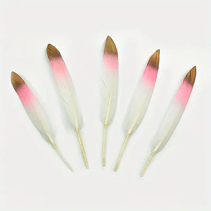 Gold Tipped Feather - Pink and Blue
