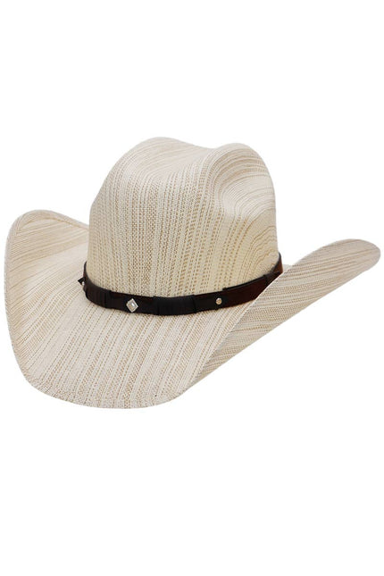 Mixed Grain Cutter Crafted Straw Cowboy Hat: Natural with Brown Band