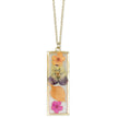Multicolor Dried Flower Gold Bar Necklace