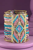 Colorful Southwestern Seed Bead Stretch Bracelet: FUCHSIA