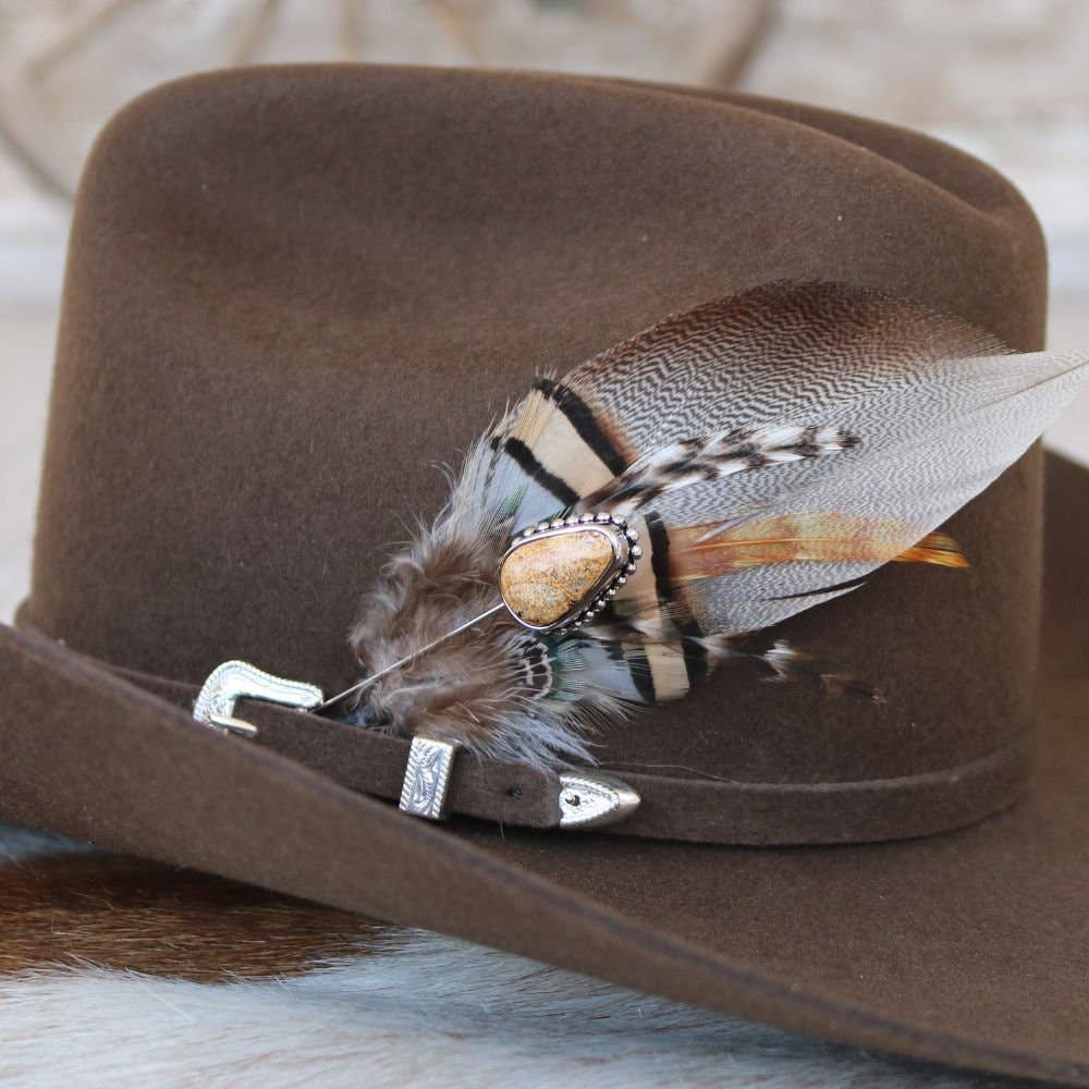 Brown & Silver Jasper Hat Pin