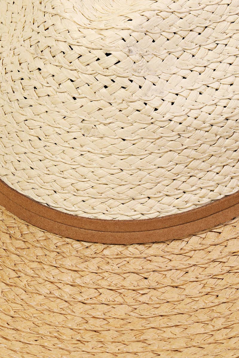 Two Tone Straw Braided Sun Hat: Black and White