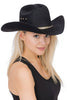 Gold Stitched Vegan Leather Cattleman Faux Suede  Cowboy Hat