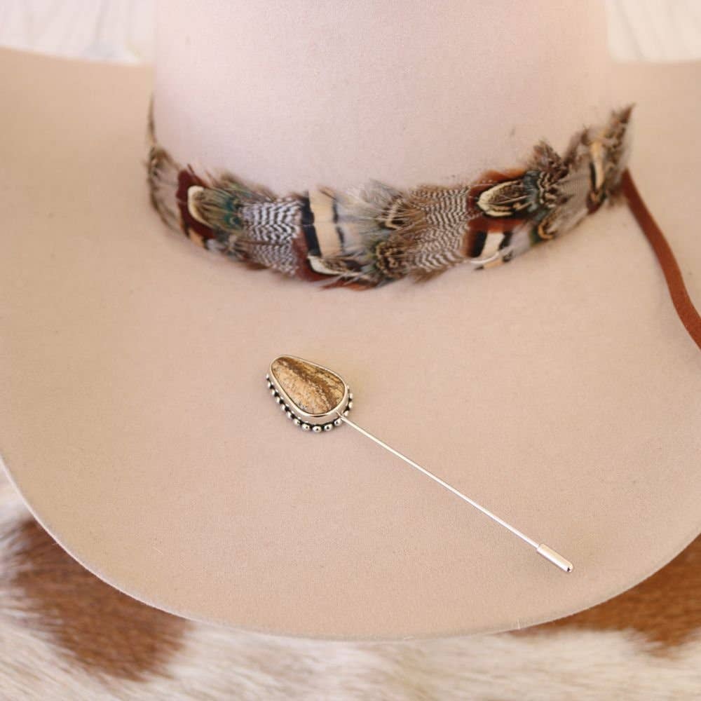 Brown & Silver Jasper Hat Pin