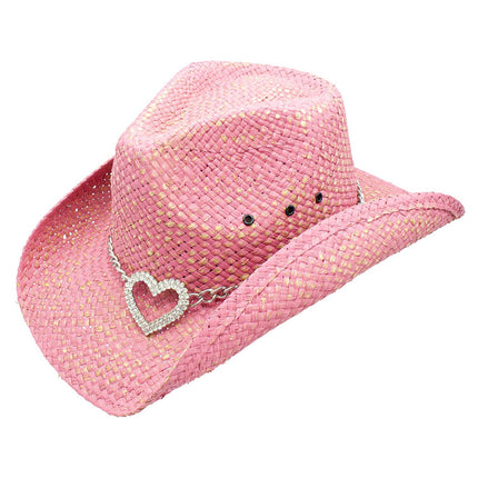 Pink Heart Attack Natural Curved Brim Cowboy/girl Hat - on sale