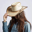 Laredo - Womens Cowboy Palm Straw Cowgirl Hat: TAN / MD