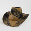 Two Tone Straw Braided Patches Color Block Cowboy Hat