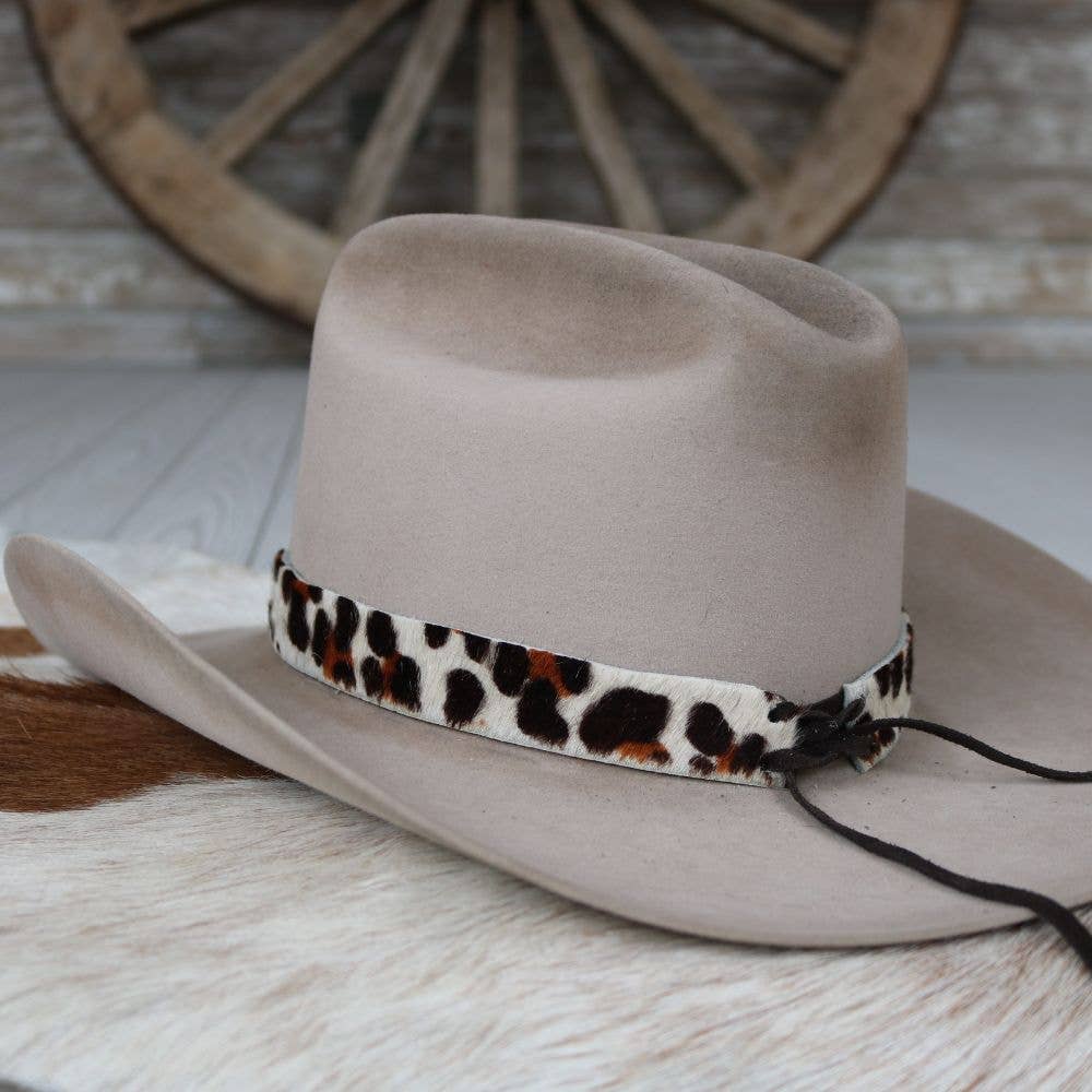 Leopard Print Leather Cowhide Hat Band - Amelia