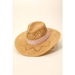 Patterned Brim Straw Sun Hat: Black