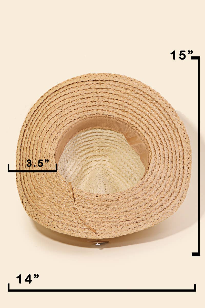 Two Tone Straw Braided Sun Hat: Black and White