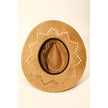 Patterned Brim Straw Sun Hat: Black