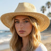 Woven Straw Western Sun Hat: Natural