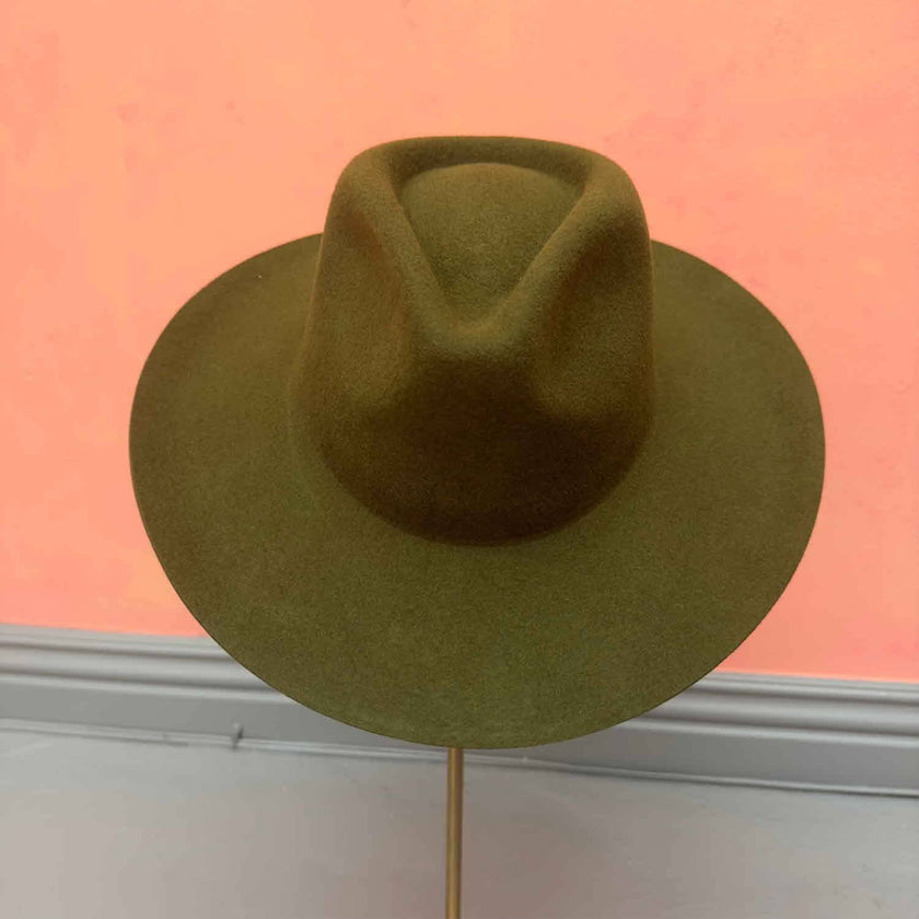 Stiff brim  Australian wool Hat: Stone and Ivory / ONE SIZE