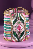 Colorful Southwestern Seed Bead Stretch Bracelet: FUCHSIA