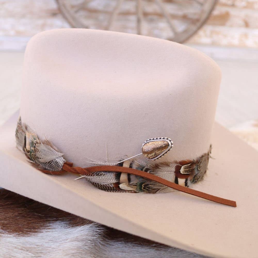 Brown & Silver Jasper Hat Pin