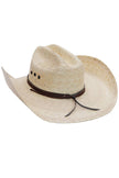 Natural Palm Leaf Straw Cowboy Hat -Eyeleted: Beige/Natural and Brown